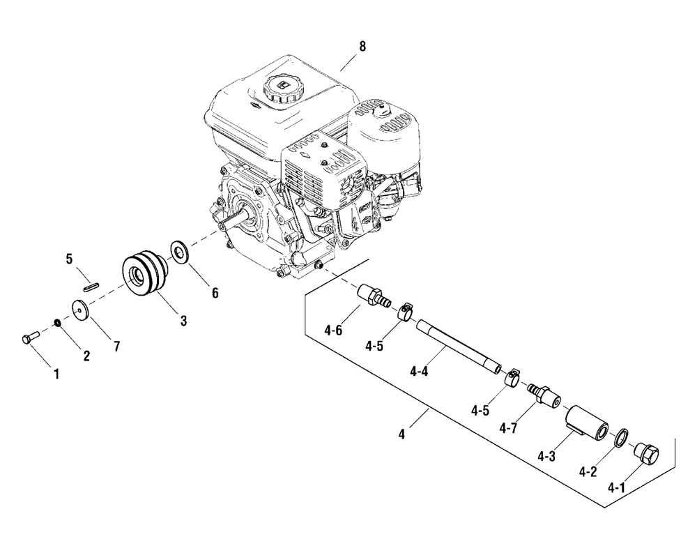 Engine Group (8003064) Diagram and Parts List for EX14-S 866055 Briggs and Stratton Concrete Saw